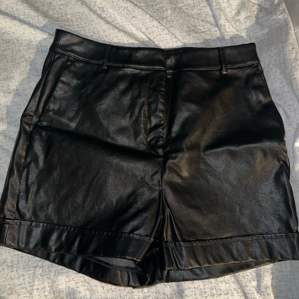 High waisted leather shorts